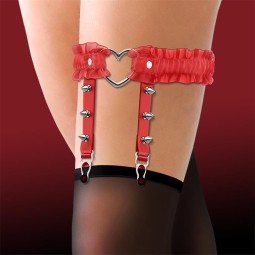 Garter with Heart and Ruffles Vegan Leather One Size