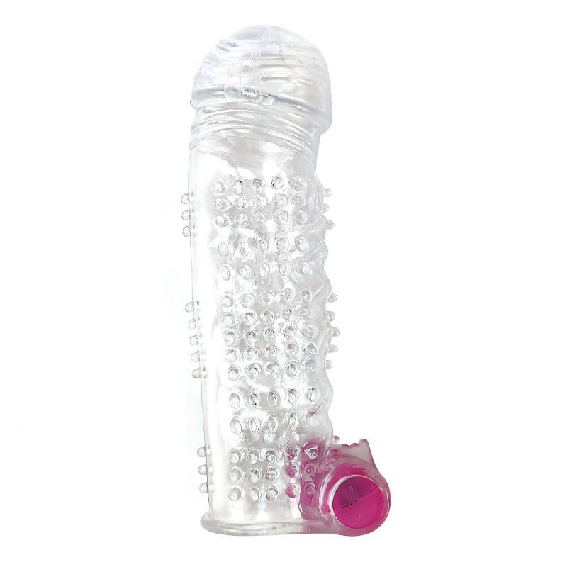 Textured Penis Sleeve with Vibration Clear