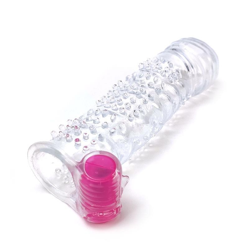 Textured Penis Sleeve with Vibration Clear