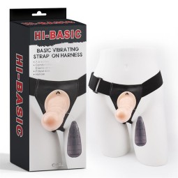 Vibrating Strap on Harness with Hollow Dildo 75
