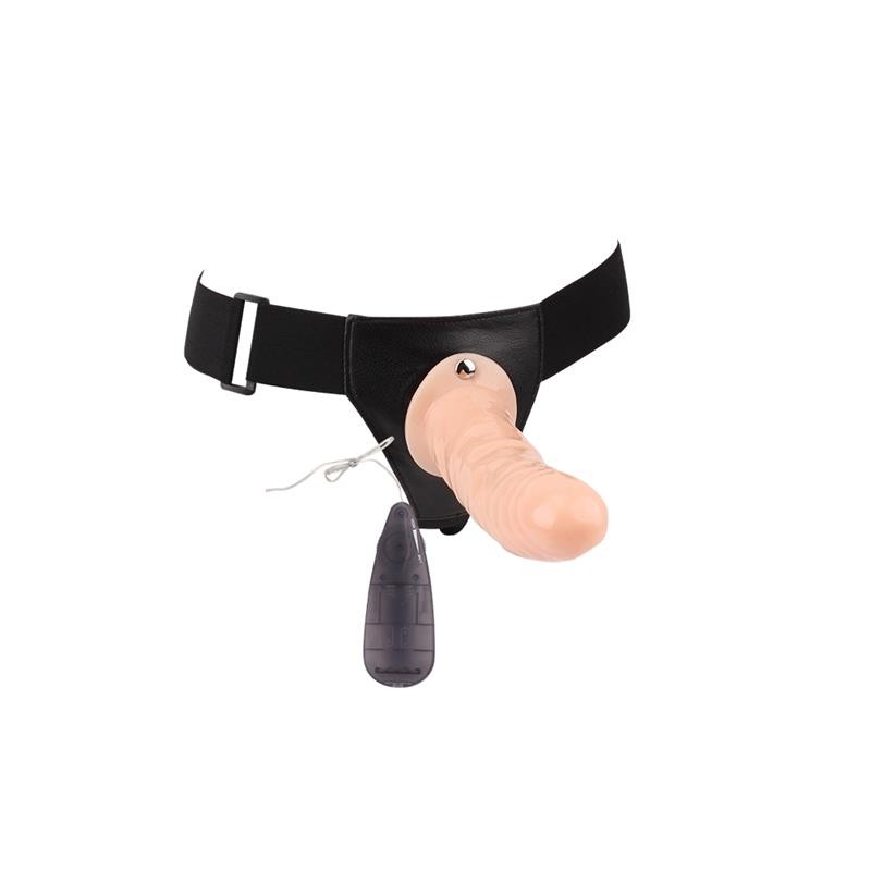 Vibrating Strap on Harness with Hollow Dildo 75