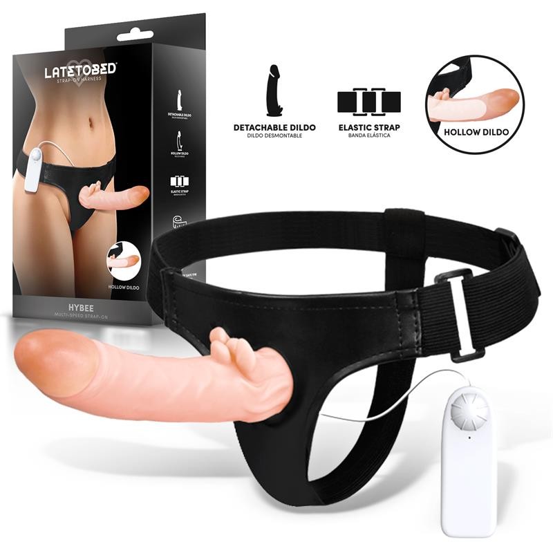 Hybee Multi Speed Strap On with Hollow Dildo and Remote Control