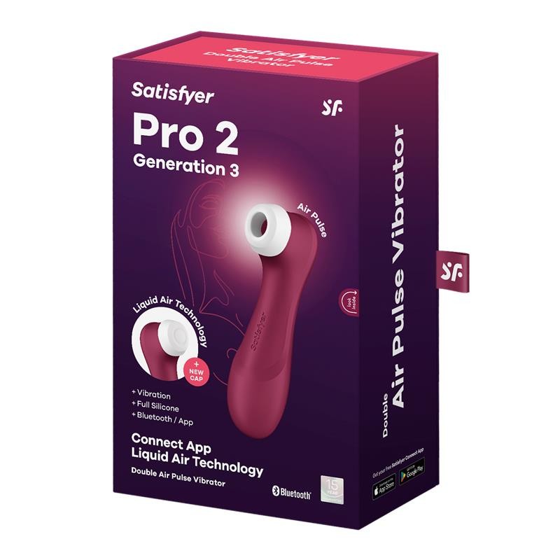 Pro 2 Gene 3 Liquid Air Technology Suction and Vibration App Connect Wine Red