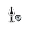 Clear Crystal Heart Metal Butt Plug Size S