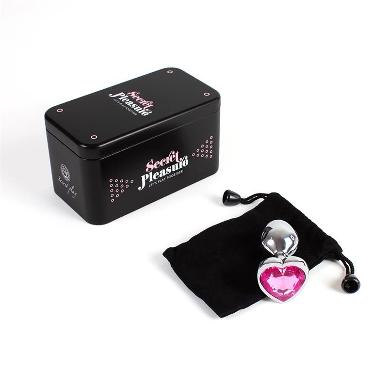 Fuchsia Heart Metal Butt Plug Size S