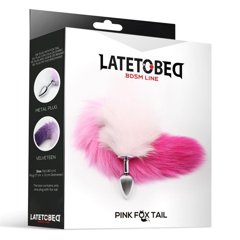 Butt Plug with Pink and White Tail Size S