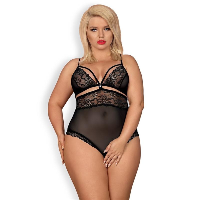 838 TED 1 Bodysuit with Open Crotch Black