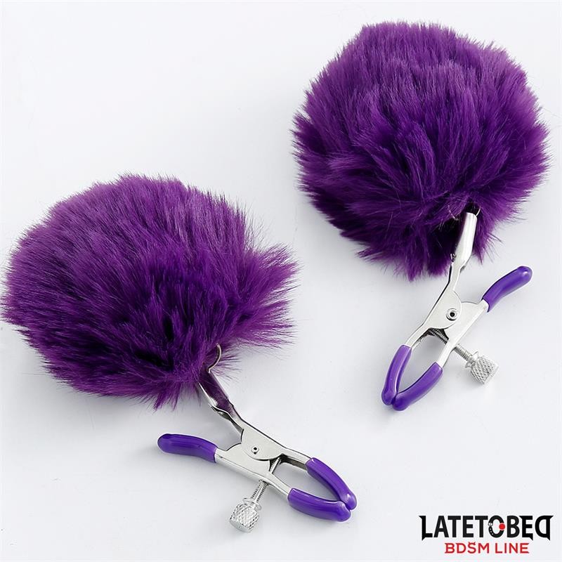 Nipple Clamps with Purple Fur