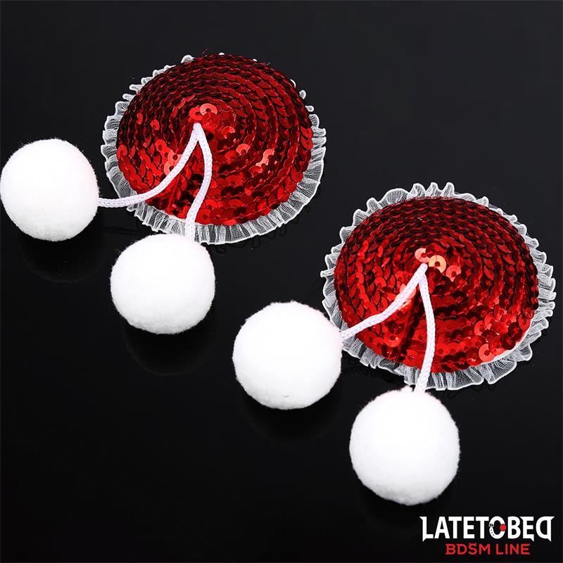Nipple Pasties with Red Sequin Pom Pom