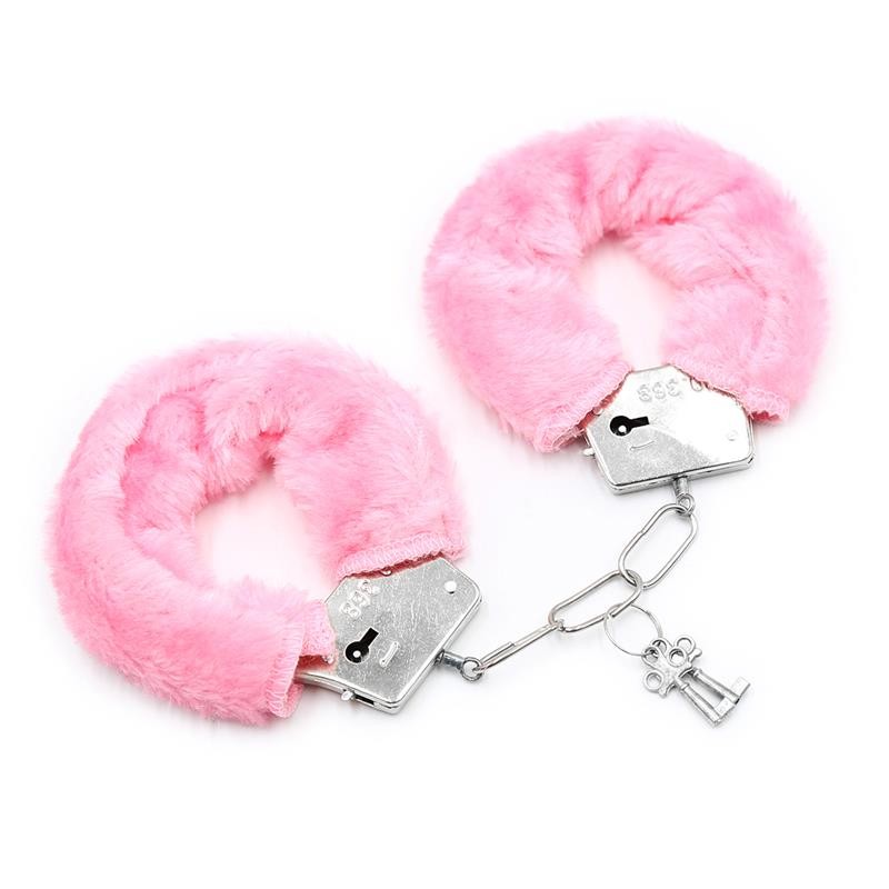 Furry Metal Handcuffs Pink