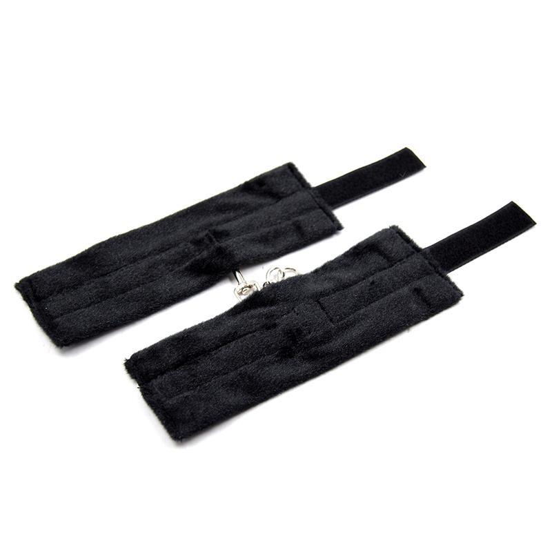 Handcuffs with Velcro with Long Fur Black