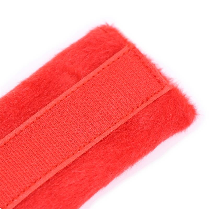 Handcuffs with Velcro with Long Fur Red