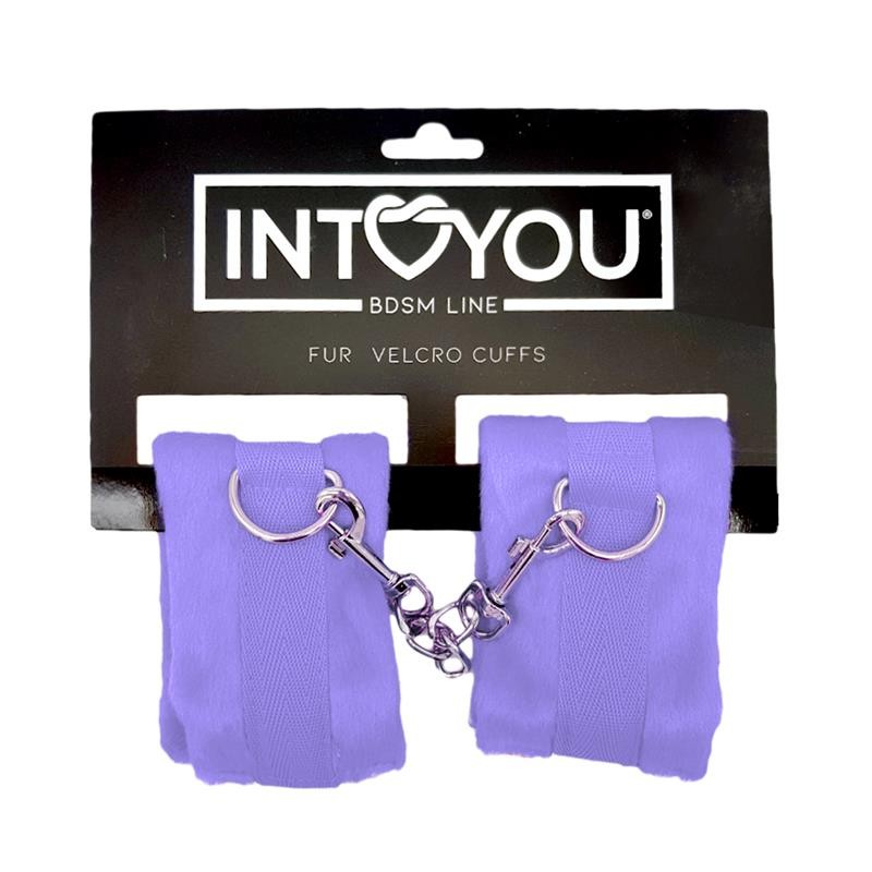 Handcuffs with Velcro with Long Fur Purple