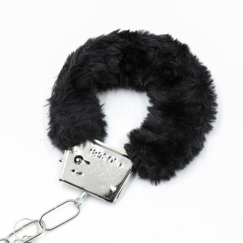 Furry Metal Handcuffs Black