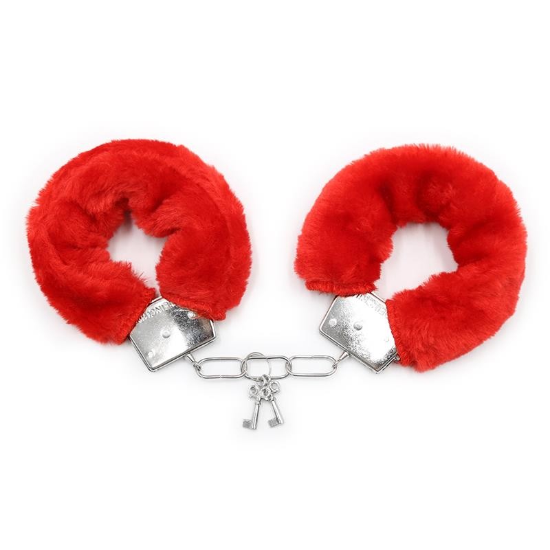 Furry Metal Handcuffs Red