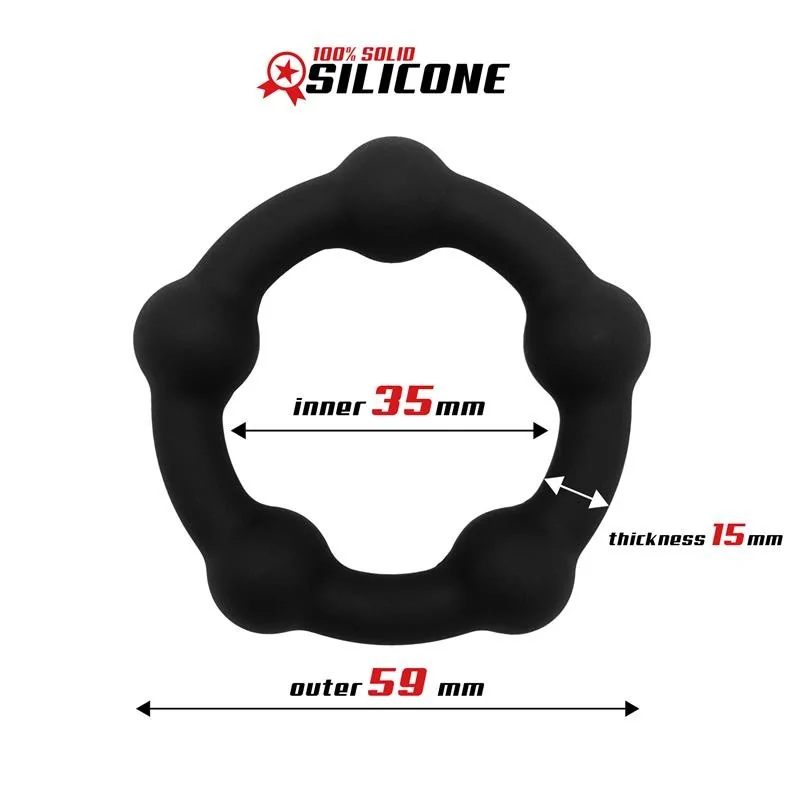 Bead Solid Cock Ring Silicone 35 cm Black