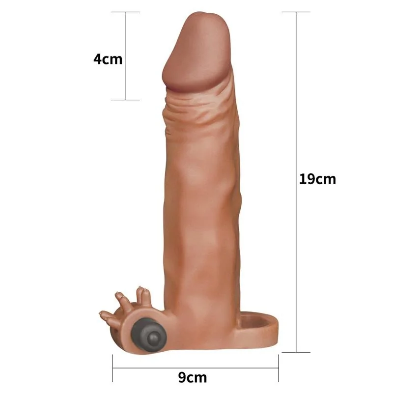 Penis Sleeve with Vibration Add 2 Pleasure X Tender Brown