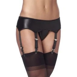 Garter Belt Wetlook with Stockings and Panties