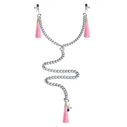 Chain with Nipple and Clitoris Clamps Pink