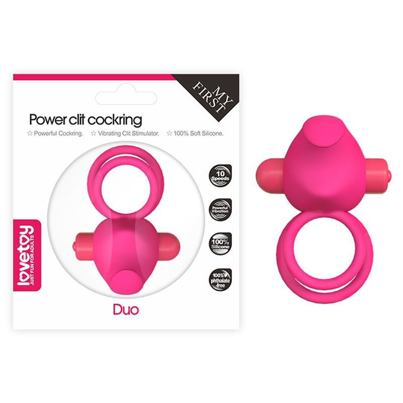 Double Vibrating Cockring Power Clit Duo Pink