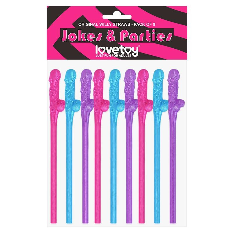 Willy Straws Various Colors Pack of 9