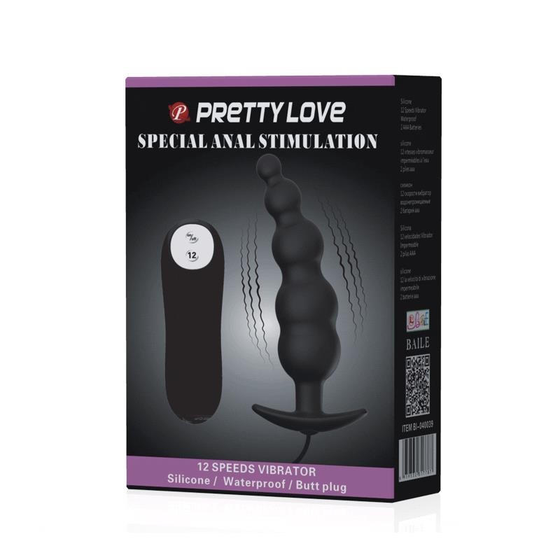 Anal Plug Bubbles Vibrator Black withRemote Control