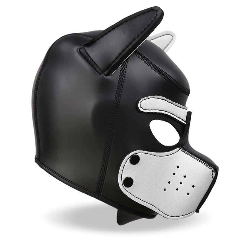 Hound Neoprene Dog Hood with Removable Muzzle White Black One Size