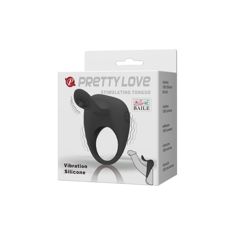 Pretty Love Anillo Vibrador Tonguo Negro