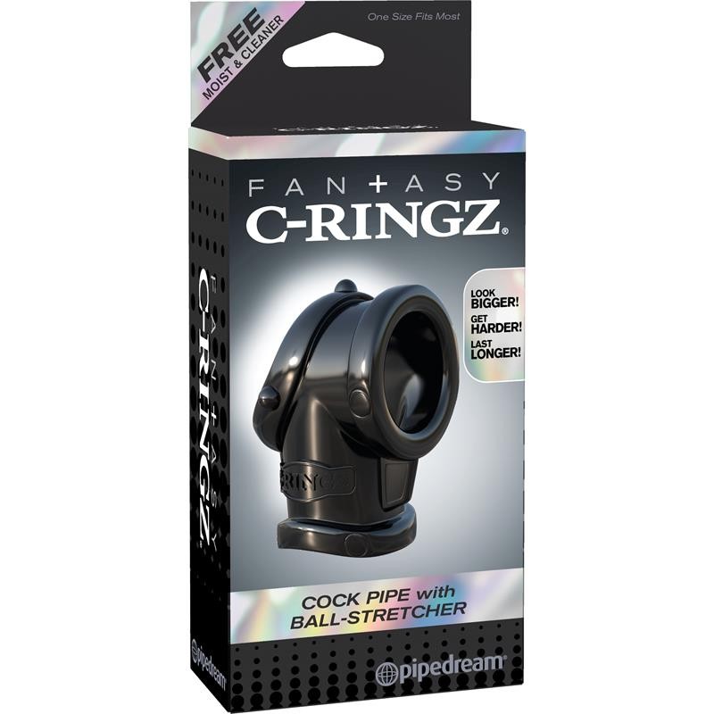 Fantasy C Ringz Cock Pipe with Ball Stretcher Black