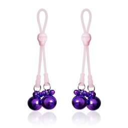 Nipple Clamps Skulls and Ring Bells Silicone and Metal Pink Purple