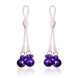 Nipple Clamps Skulls and Ring Bells Silicone and Metal Pink Purple