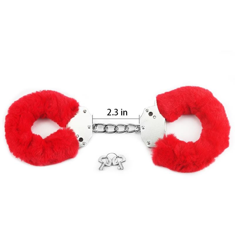 Furry Metal Handcuffs Red