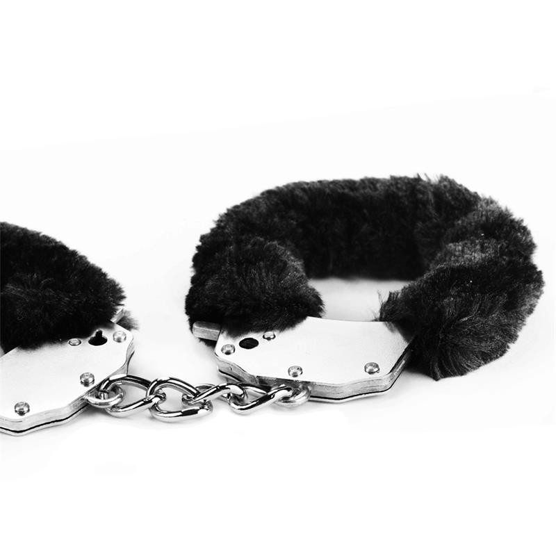 Furry Metal Handcuffs Black