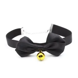 Collar with Bow and Bell 29 cm Size M Black
