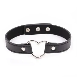 Collar with Heart Shaped Hoop Adjustable 415 cm Black