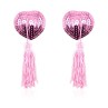 Self Adhesive Heart Sequin Nipple Cover with Tassel Pink