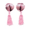 Self Adhesive Heart Sequin Nipple Cover with Tassel Pink