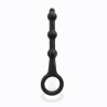 Elmer Beaded Butt Plug with Easy Pull Ring Silicone Black