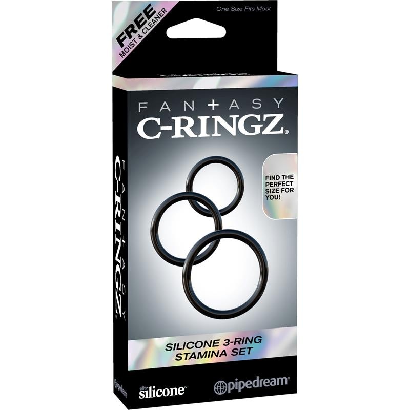 Fantasy C Ringz Silicone 3 Ring Stamina Set Black
