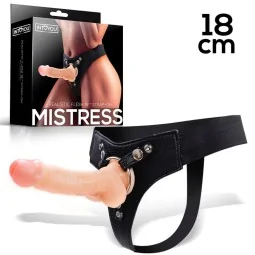 Mistress Elastic Strap on Silicone Dildo 18 cm Flesh