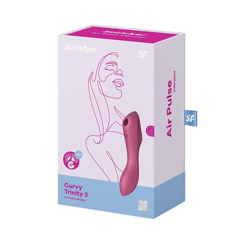 Curvy Trinity 3 Vibe and Clitoris Sucker Triple Stimulator USB Red